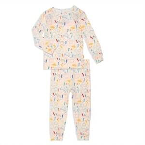 NEW MAGNETIC ME kids' doodle pop pajama long sleeve set in beige multi